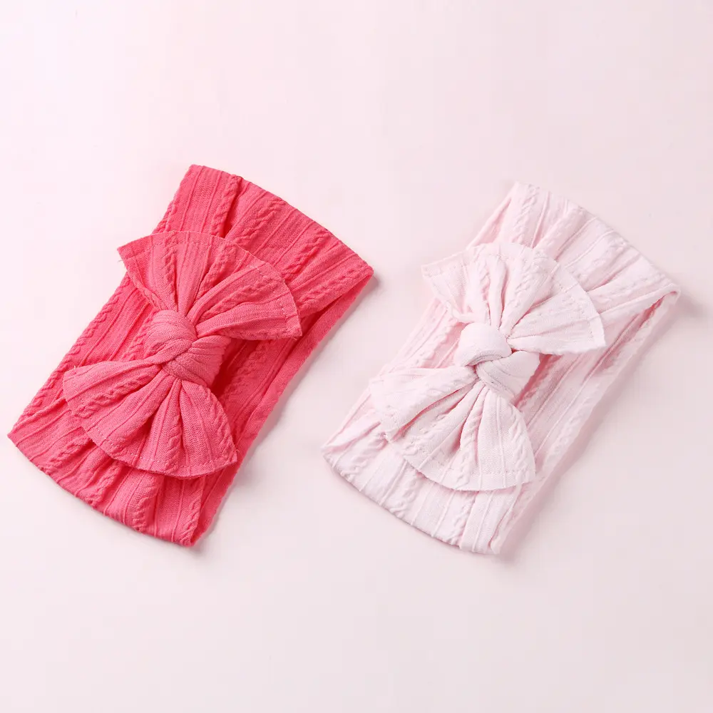 Red Baby Hair Band with Wide Edge Jacquard Fabric
