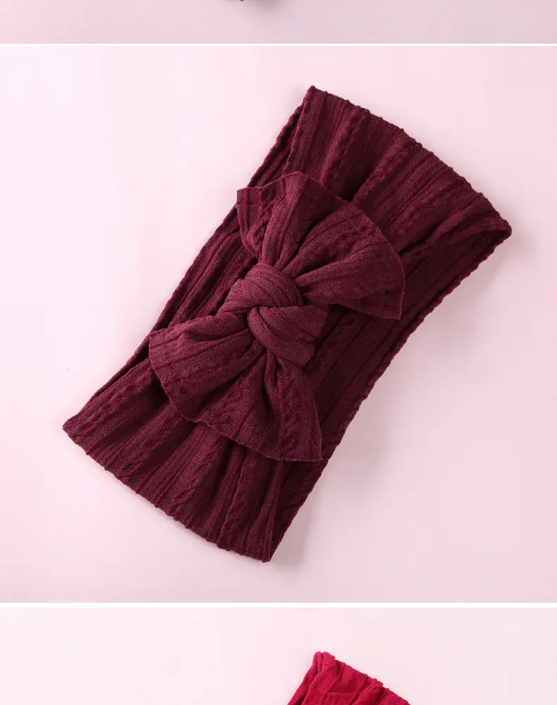 Red Baby Hair Band with Wide Edge Jacquard Fabric — feature 13