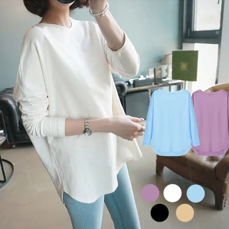 Women Long Sleeve Solid White T-Shirt 2022 - Image 3