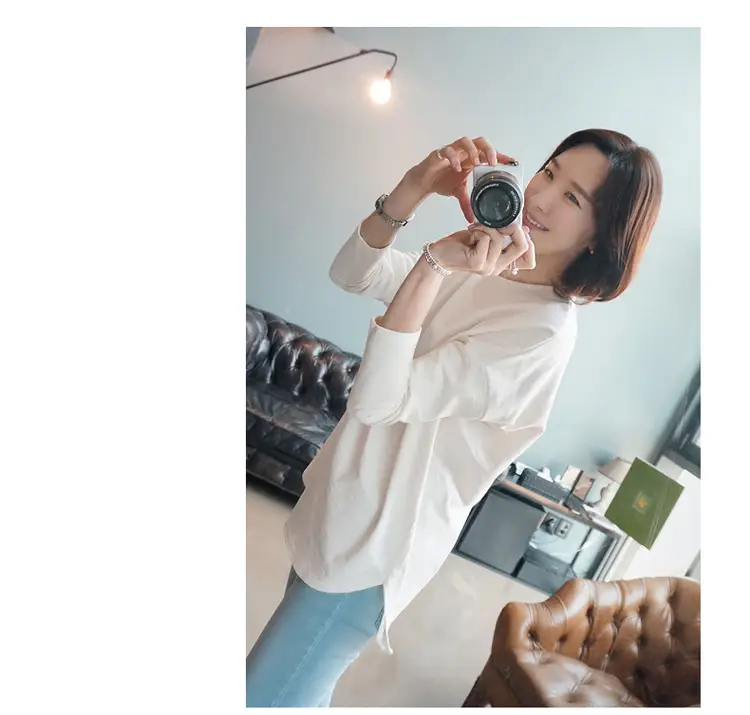 Women Long Sleeve Solid White T-Shirt 2022 — feature 9