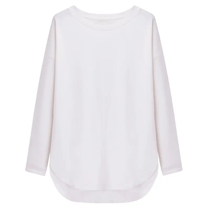 Women Long Sleeve Solid White T-Shirt 2022 - Image 2