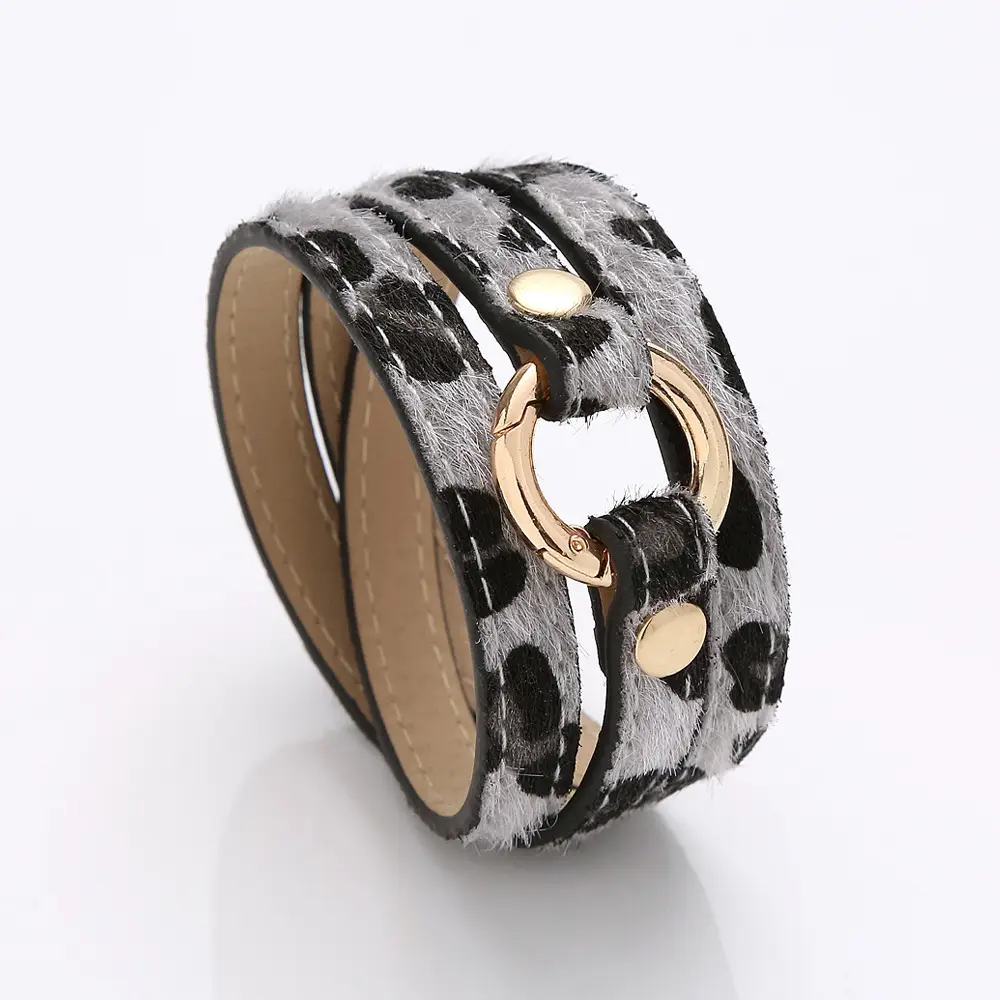 Women's Titanium Steel Leopard Print Wrap Bracelet - Image 2