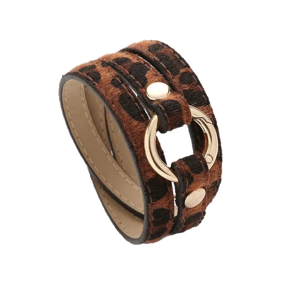 Women's Titanium Steel Leopard Print Wrap Bracelet - Image 8