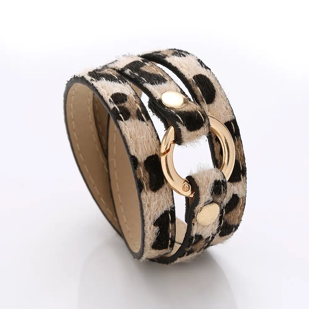 Women's Titanium Steel Leopard Print Wrap Bracelet - Image 4