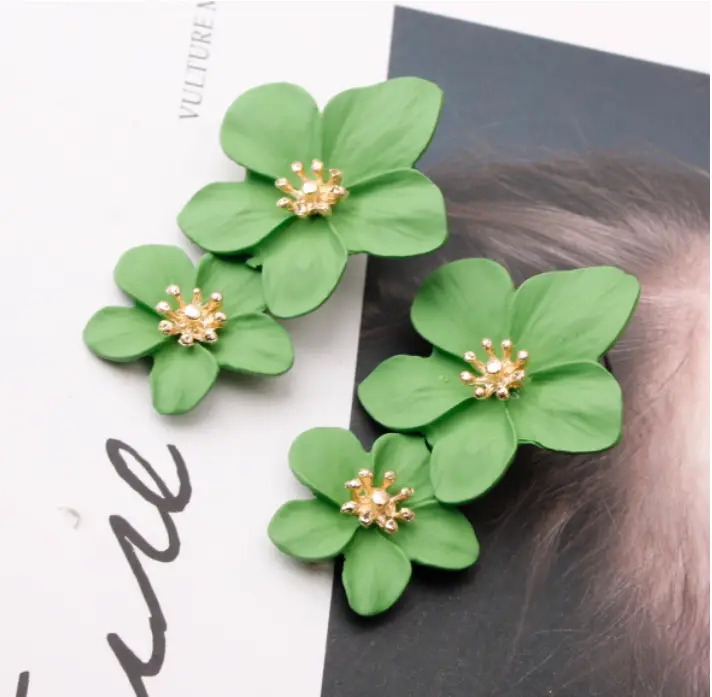 Double-layer Flower Earrings for Women Pink Gold