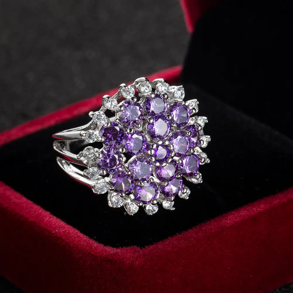 Purple Zircon Ring for Women Geometric Design - Image 7