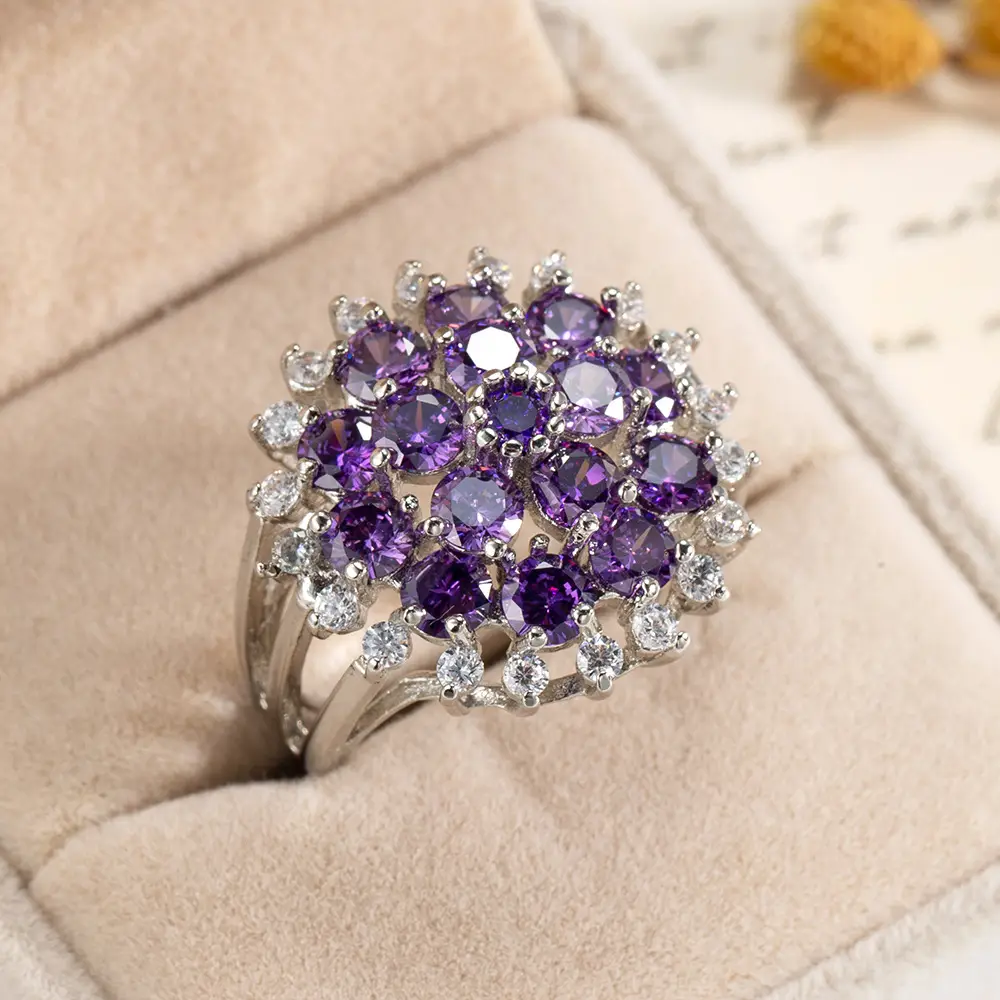 Purple Zircon Ring for Women Geometric Design - Image 8
