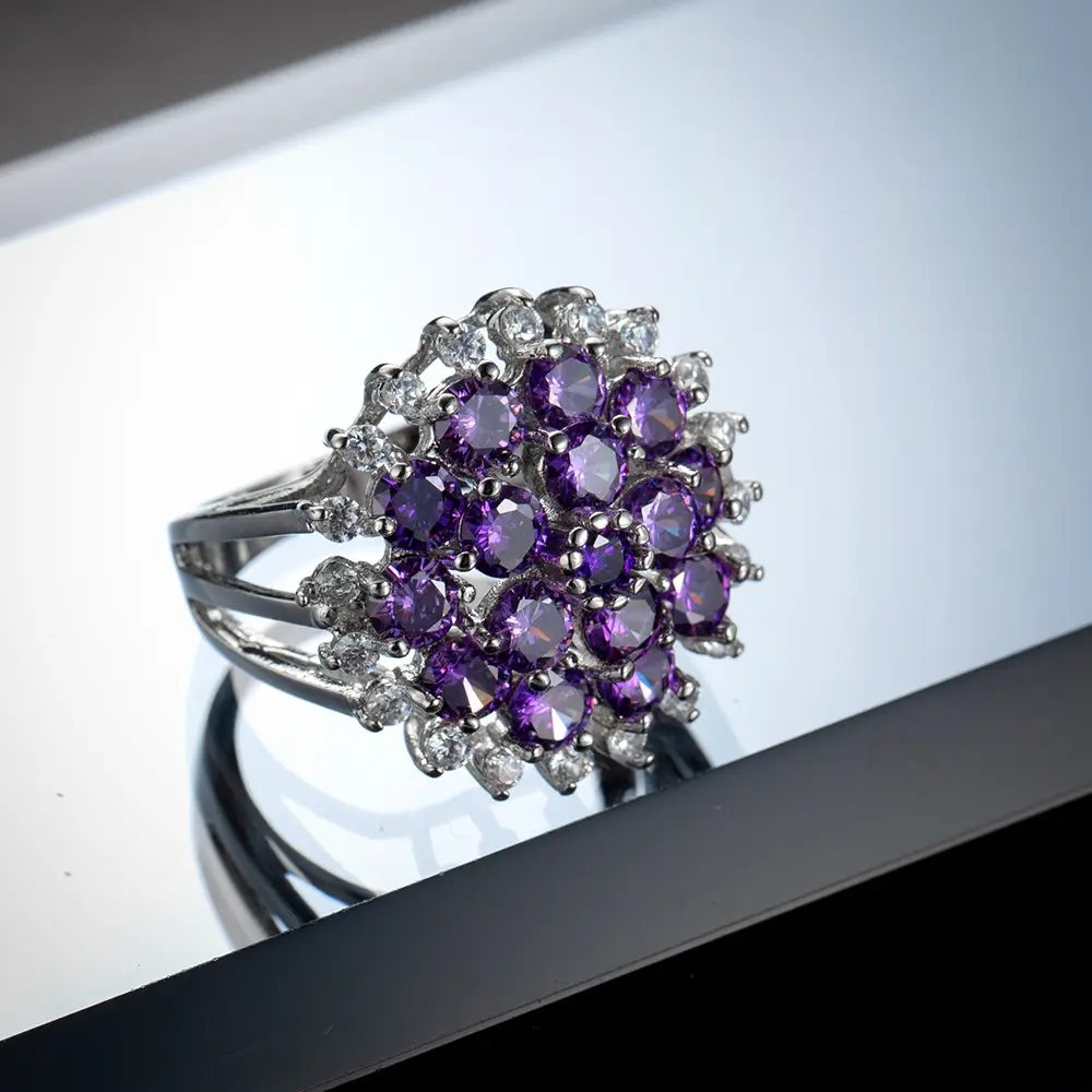 Purple Zircon Ring for Women Geometric Design - Image 9