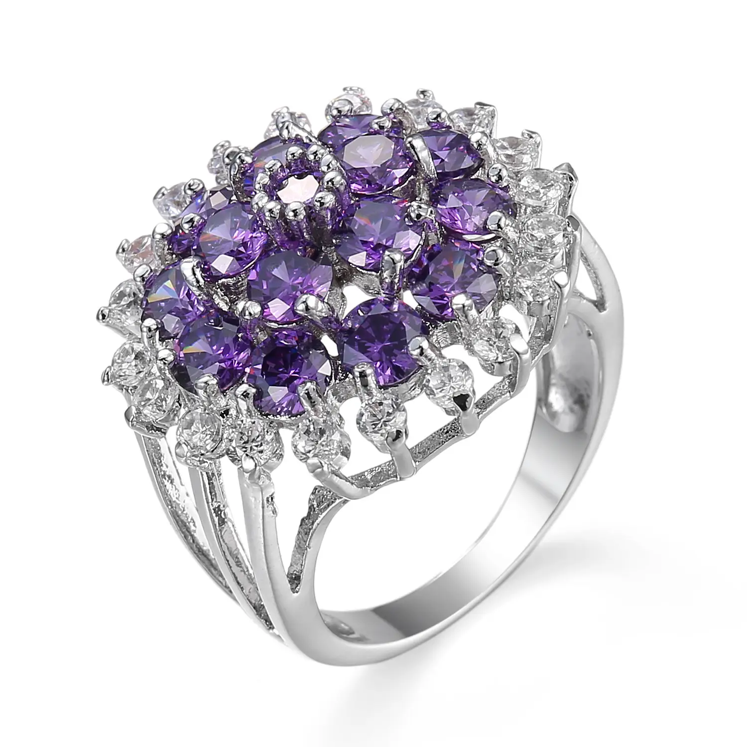 Purple Zircon Ring for Women Geometric Design - Image 10