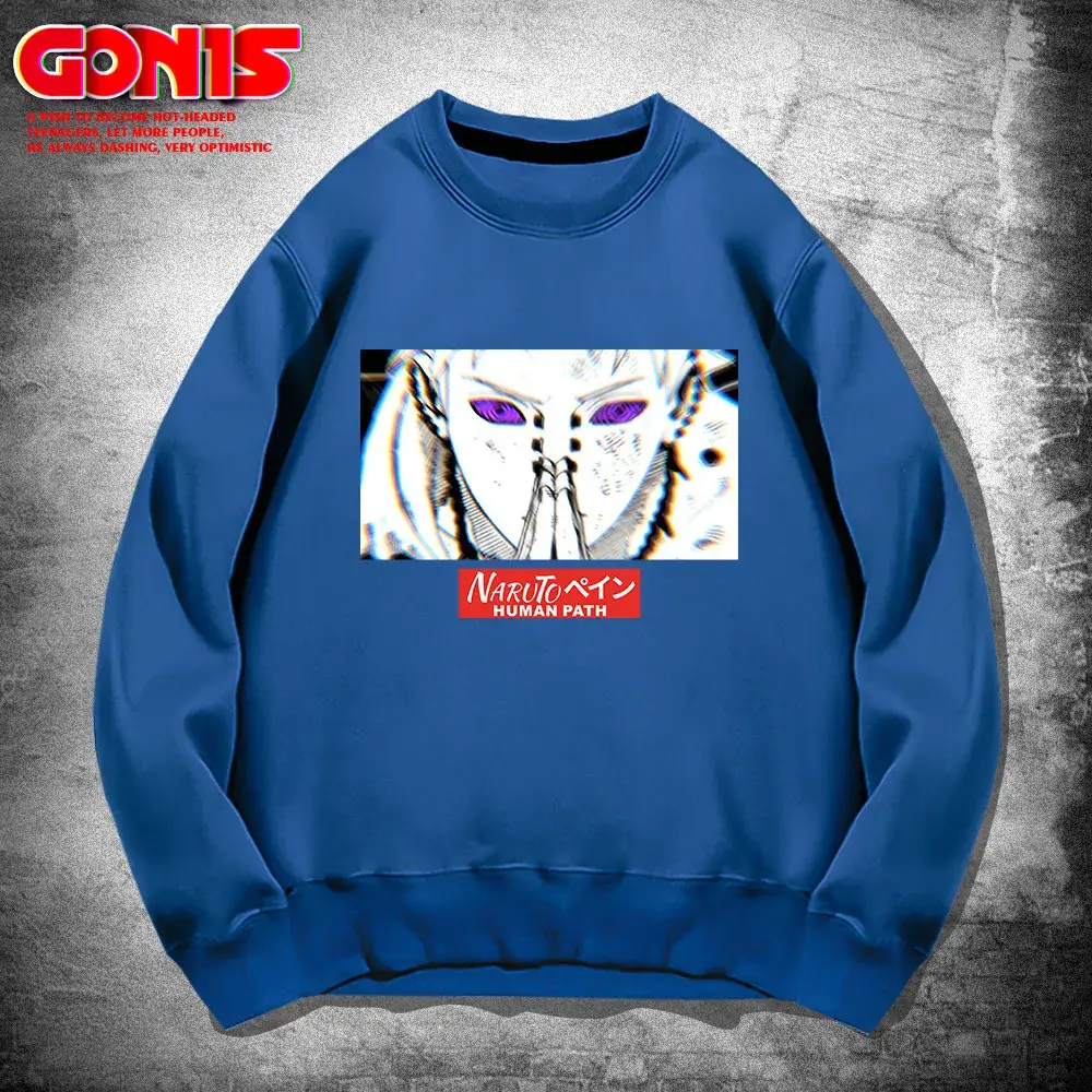Men Blue Cartoon Joint Sweatshirt Spring Autumn Loose Fit - Image 14