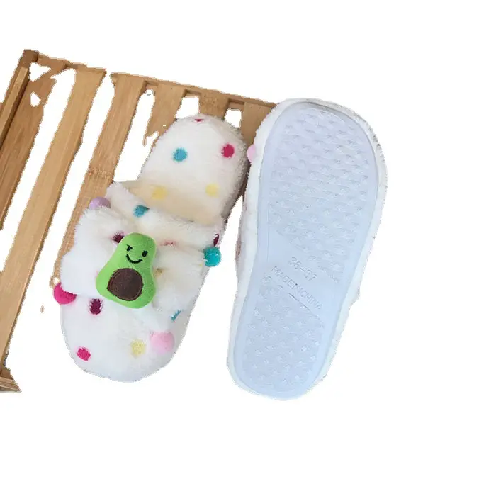 New Winter Plush Cartoon Slippers, Cute Fruit Slippers, Warm and Cold-Proof Piggy Cotton Slippers, Polka Dot Home Slippers