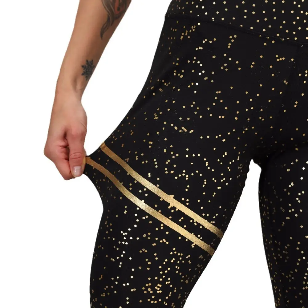 Pink Sequined Slim Fit Yoga Pants for Women