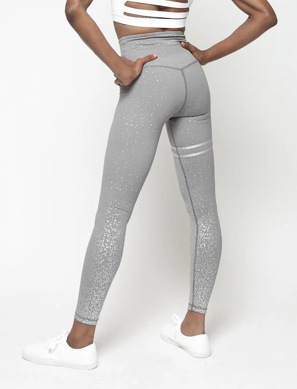 Pink Sequined Slim Fit Yoga Pants for Women