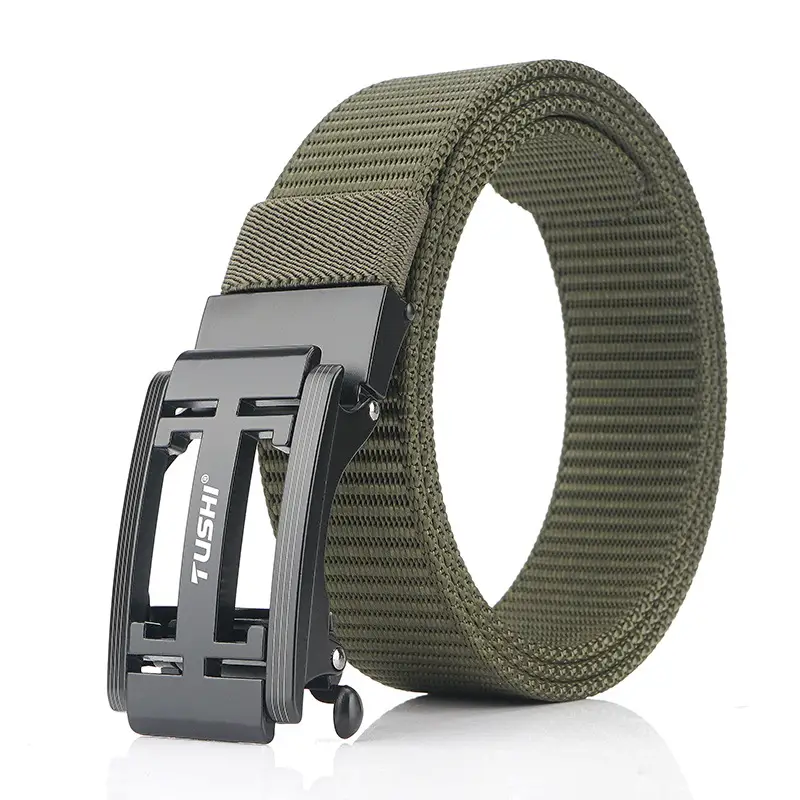 Red Nylon Automatic Buckle Belt for Men - Image 4