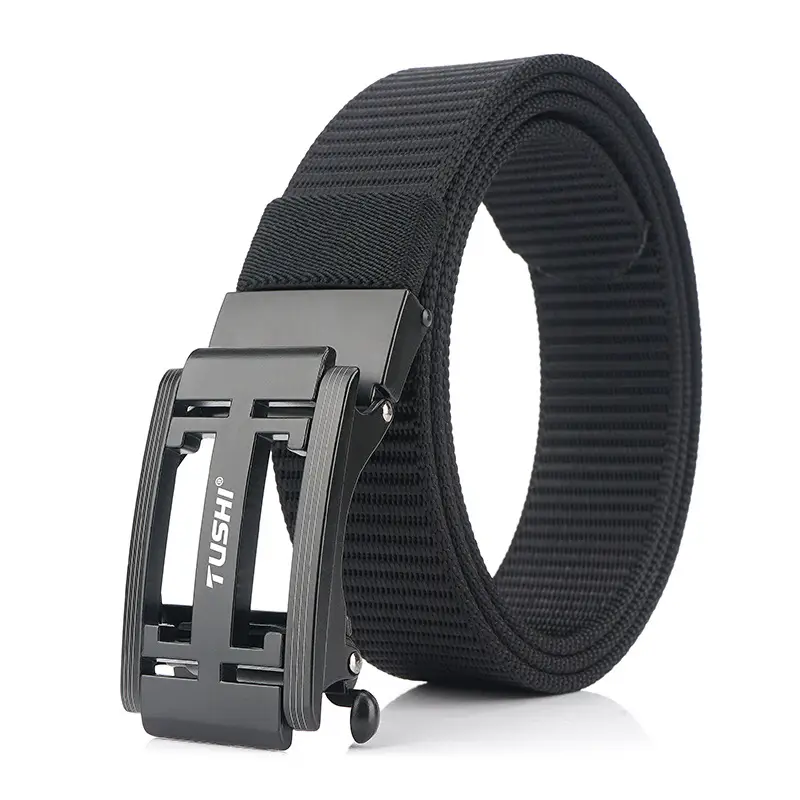 Red Nylon Automatic Buckle Belt for Men - Image 3