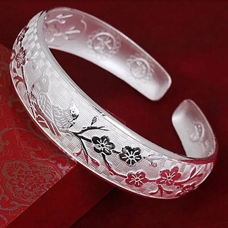 Silver Plum Blossom Eyebrow Bracelet for Women - Image 3
