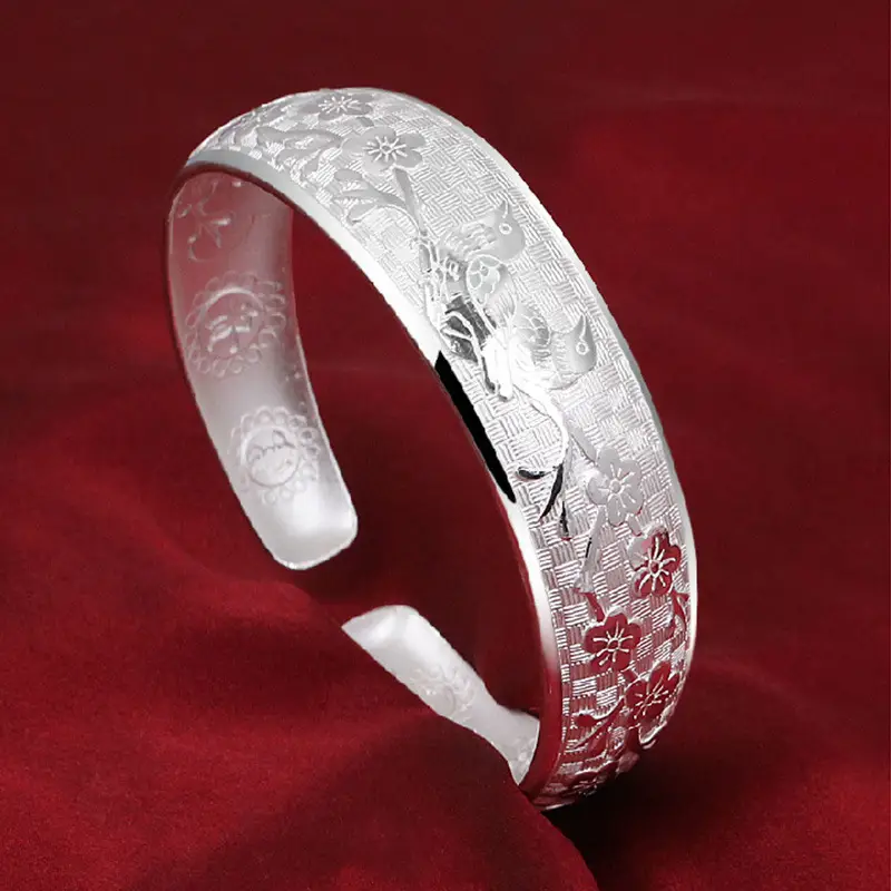 Silver Plum Blossom Eyebrow Bracelet for Women - Image 4