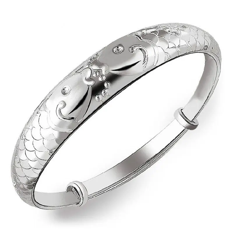 Silver Goldfish Double Kissing Bracelet for Women