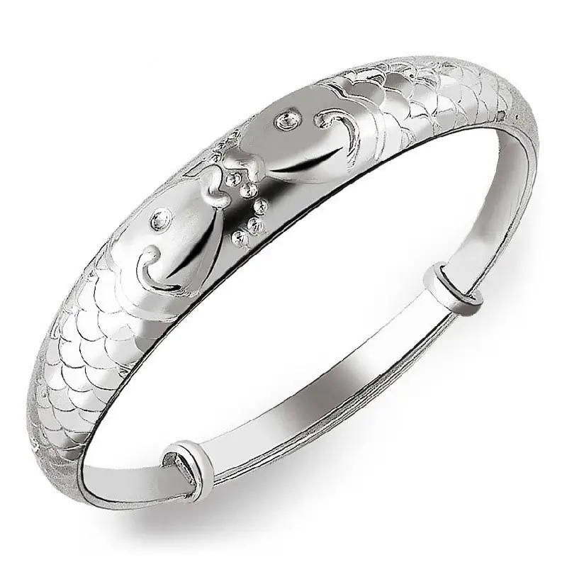 Silver Goldfish Double Kissing Bracelet for Women