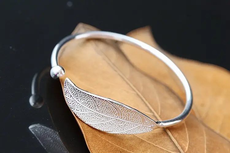 Silver Leaf Artistic Women's Bracelet Wholesale Gift - Image 4