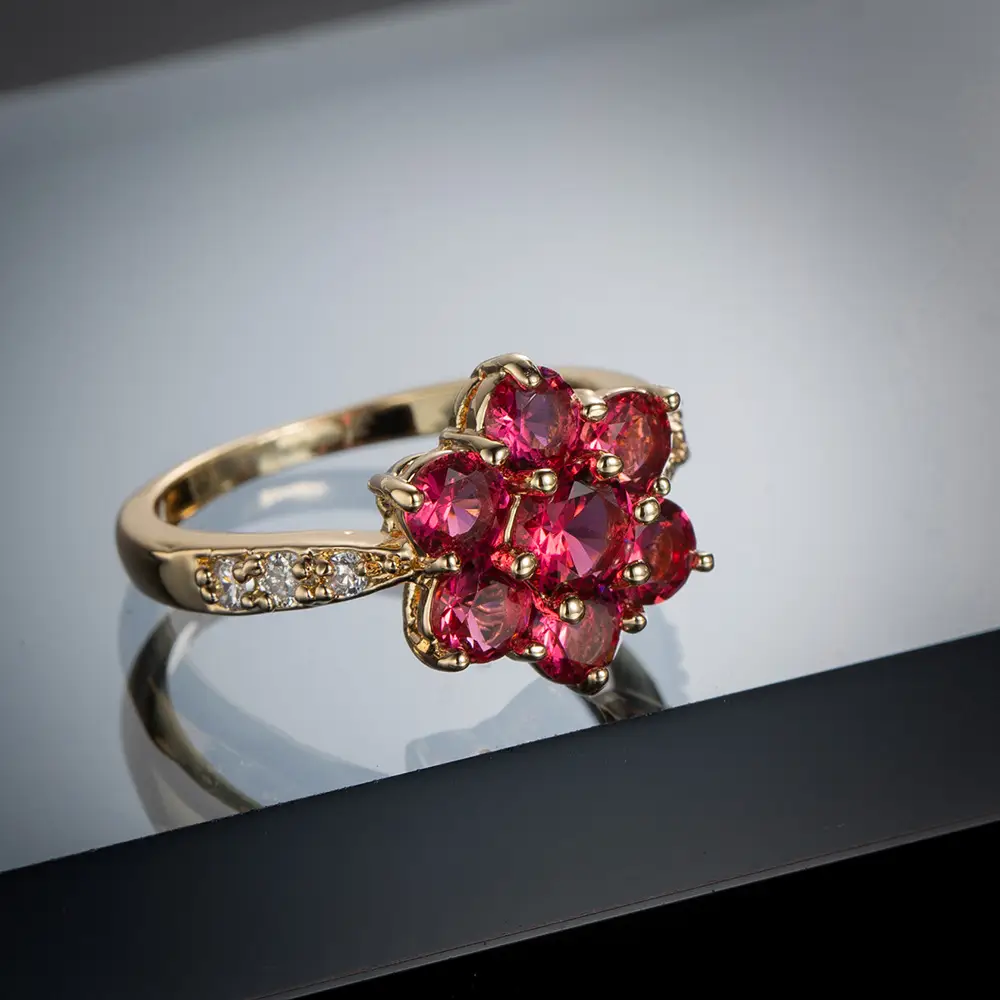 Pink Zircon Floral Ring for Women