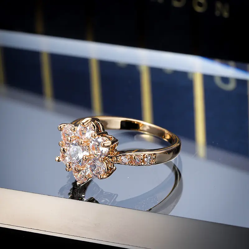 Pink Zircon Floral Ring for Women