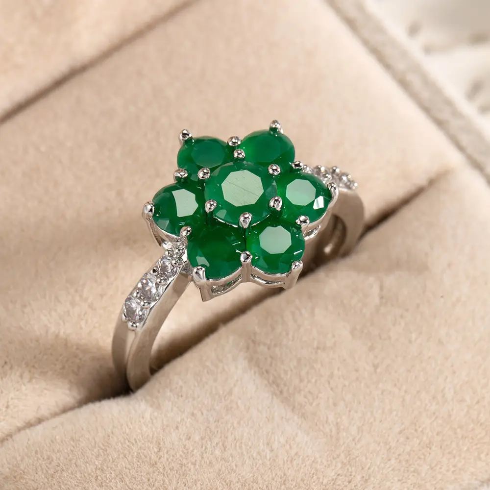 Pink Zircon Floral Ring for Women