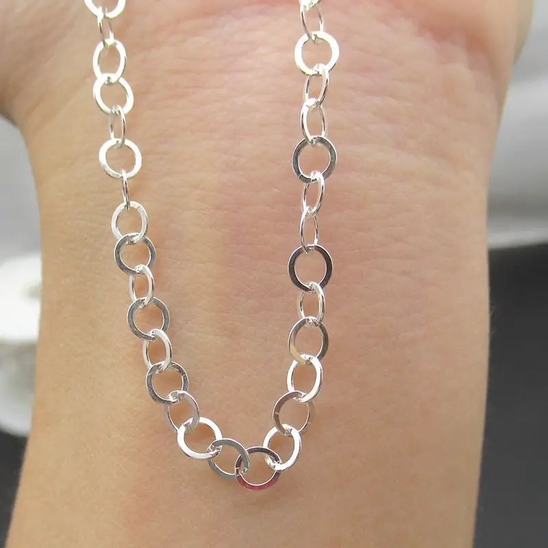 Sterling Silver S925 Cross Chain Bare Chain Loose Calendered Sweater Chain - Image 5