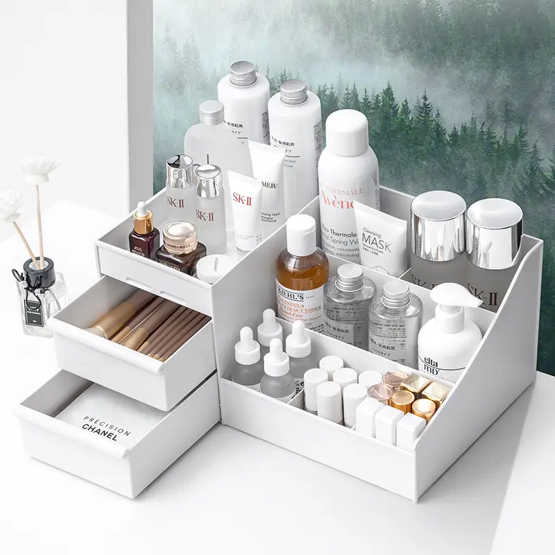 White Drawer Type Cosmetic Storage Box 28x17x13