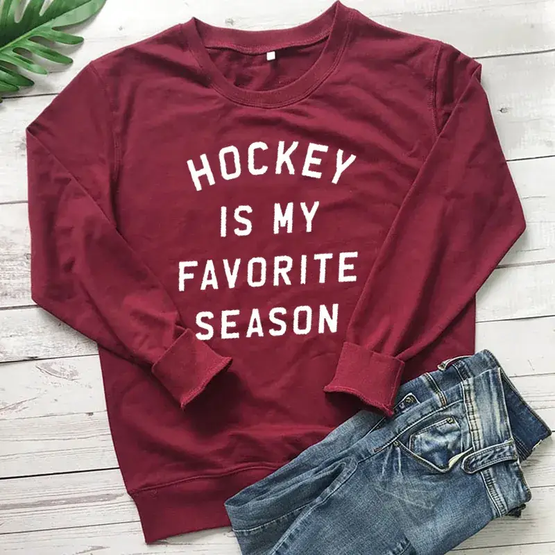 Hockey Season Sweater Maroon Letter Print