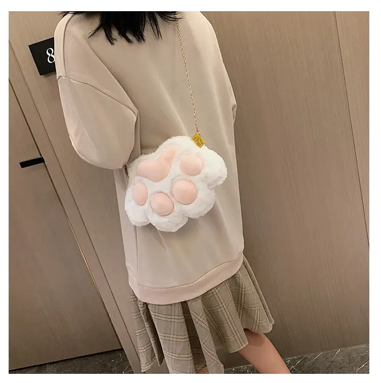 Korean Style Cartoon Paw Plush Crossbody Bag for Girls — feature 14