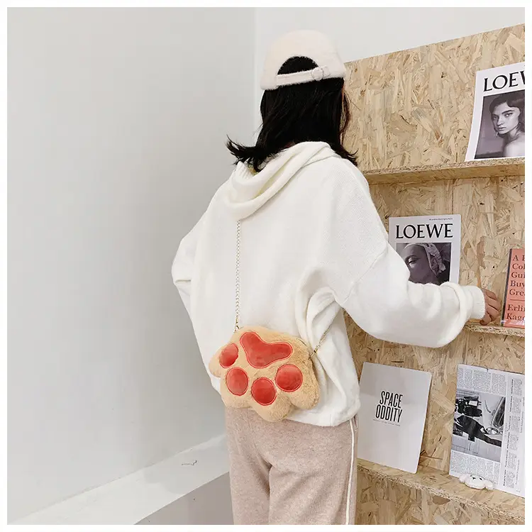 Korean Style Cartoon Paw Plush Crossbody Bag for Girls — feature 17