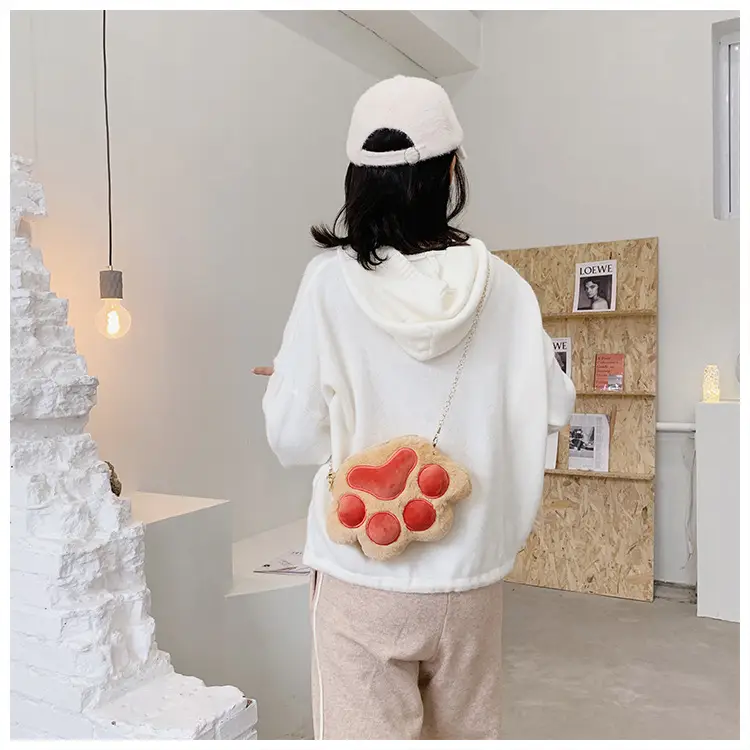 Korean Style Cartoon Paw Plush Crossbody Bag for Girls — feature 19