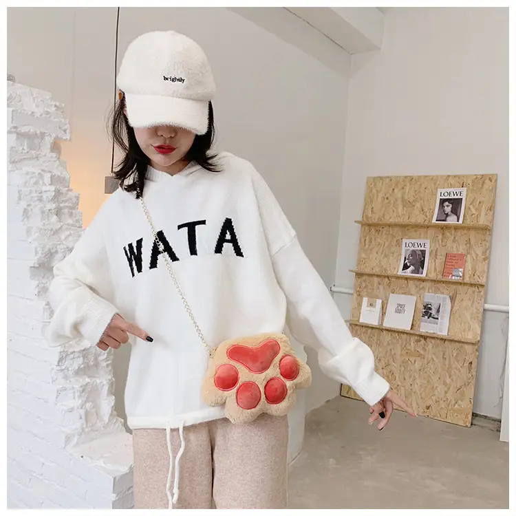 Korean Style Cartoon Paw Plush Crossbody Bag for Girls — feature 20