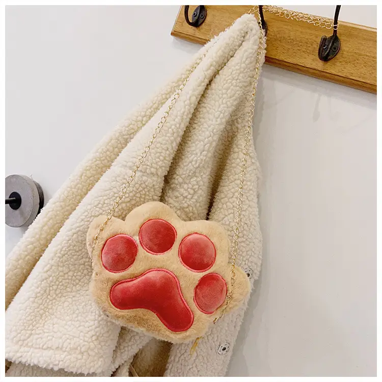 Korean Style Cartoon Paw Plush Crossbody Bag for Girls — feature 21