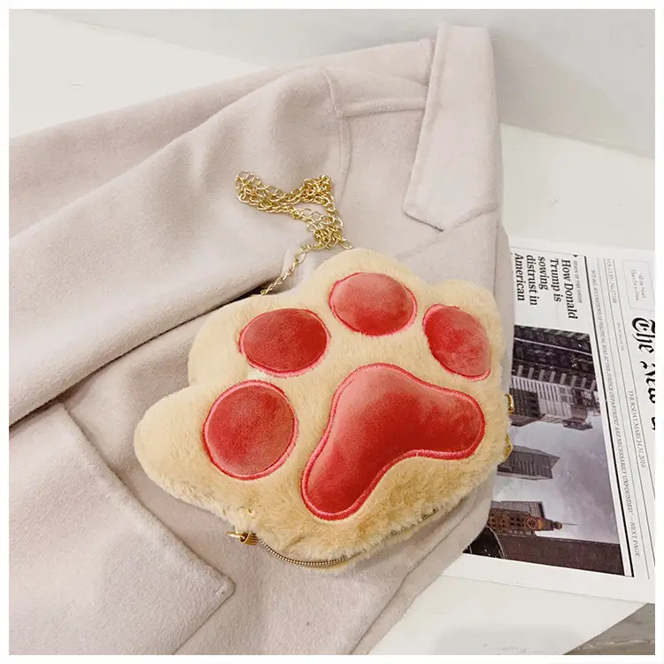 Korean Style Cartoon Paw Plush Crossbody Bag for Girls — feature 22