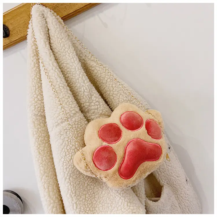 Korean Style Cartoon Paw Plush Crossbody Bag for Girls — feature 24