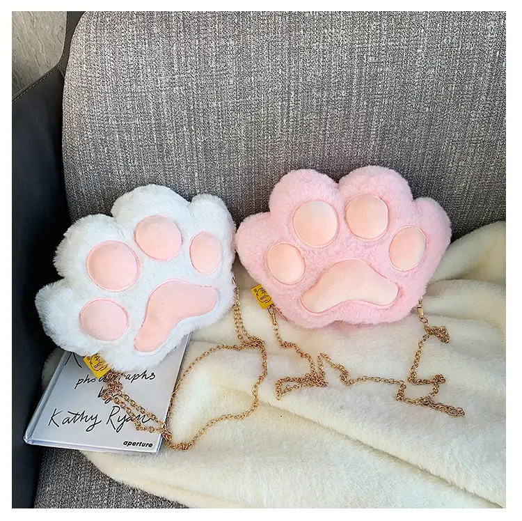 Korean Style Cartoon Paw Plush Crossbody Bag for Girls — feature 25