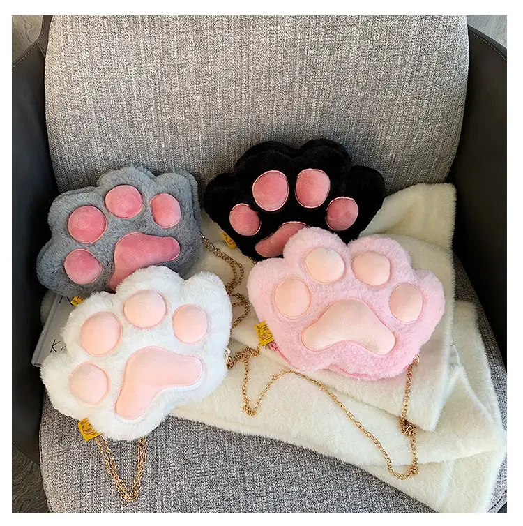 Korean Style Cartoon Paw Plush Crossbody Bag for Girls — feature 26