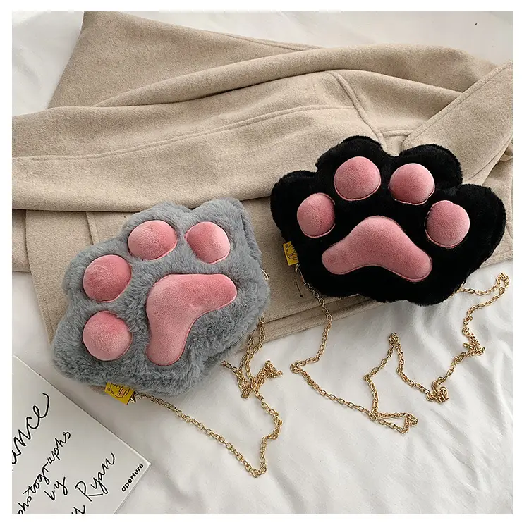 Korean Style Cartoon Paw Plush Crossbody Bag for Girls — feature 27