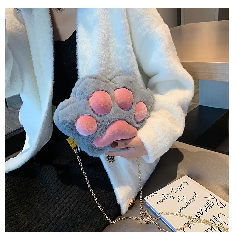 Korean Style Cartoon Paw Plush Crossbody Bag for Girls — feature 5