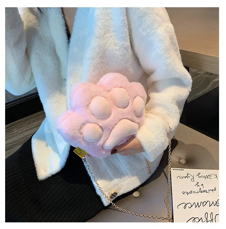 Korean Style Cartoon Paw Plush Crossbody Bag for Girls — feature 8