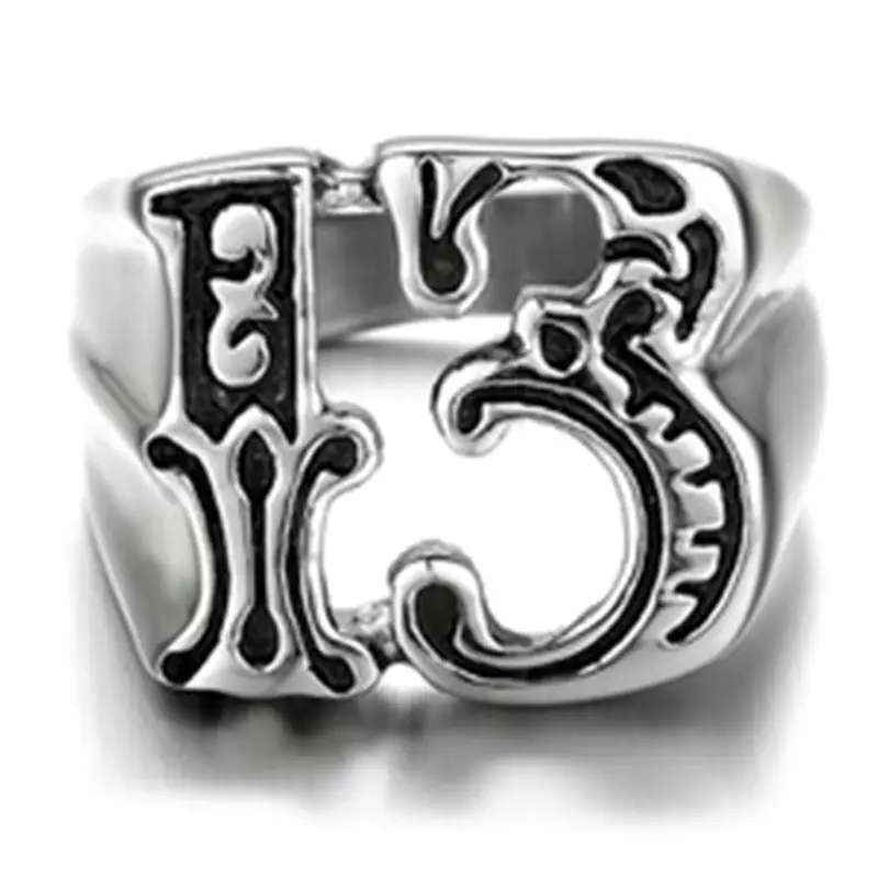 Lucky 13 Cross-Border Men's Ring Silver