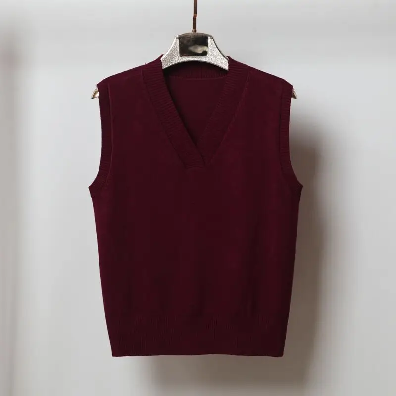 Women Knitted V-Neck Vest Navy Plus Size - Image 8