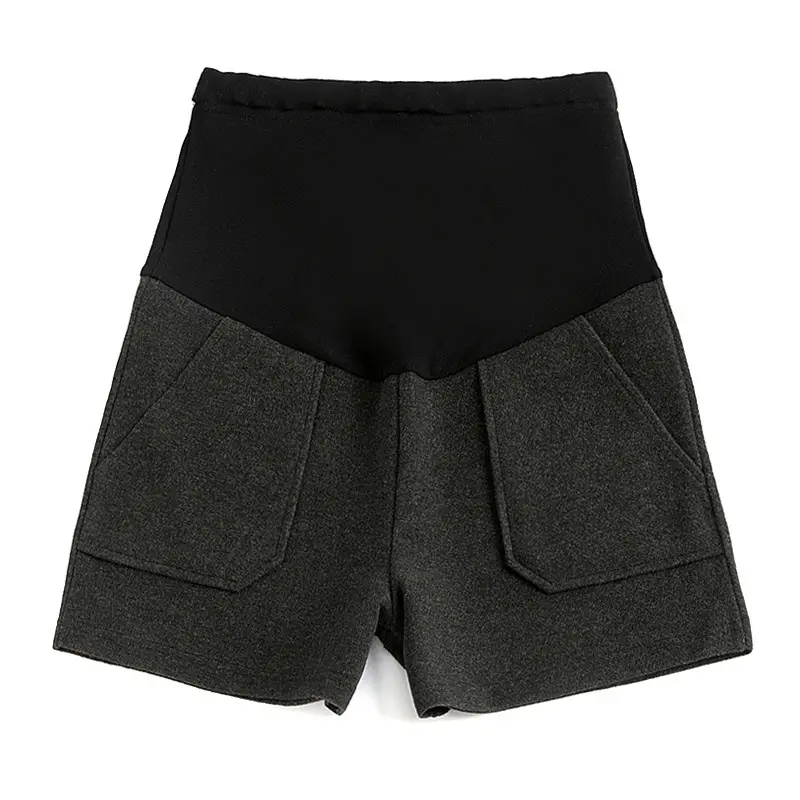 2023 Wool Wide Leg Shorts for Women Black - Image 6