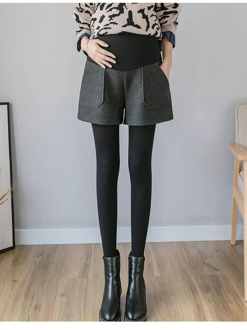 2023 Wool Wide Leg Shorts for Women Black — feature 9