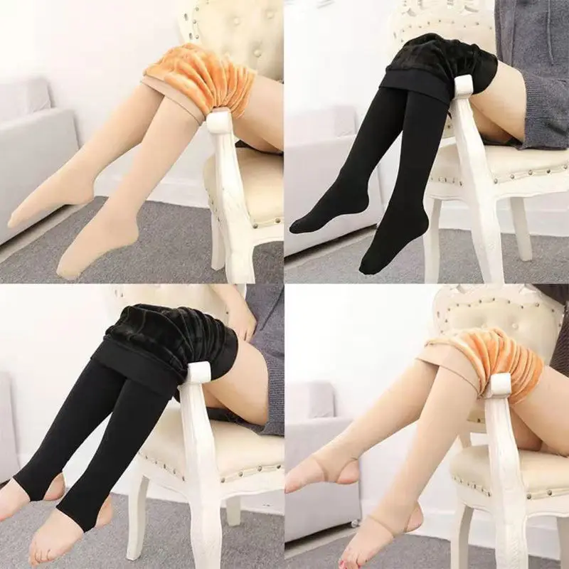 Flesh-colored Fleece Lined Leggings Women 300g - Image 2