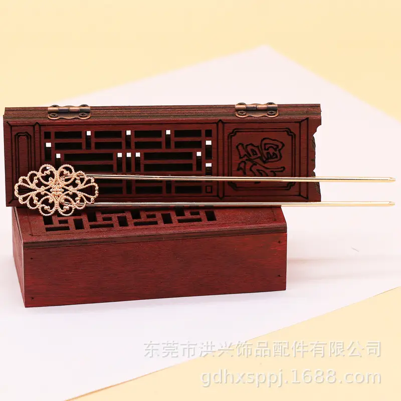 Antique Gold Flower Hairpin 20x32mm DIY Hair Accessory - Image 3