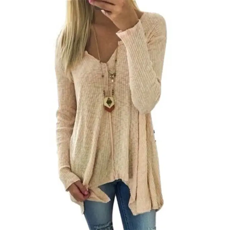 Women's White V-Neck Pullover Sweater Winter Top - Image 6