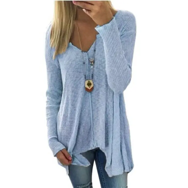 Women's White V-Neck Pullover Sweater Winter Top — feature 16